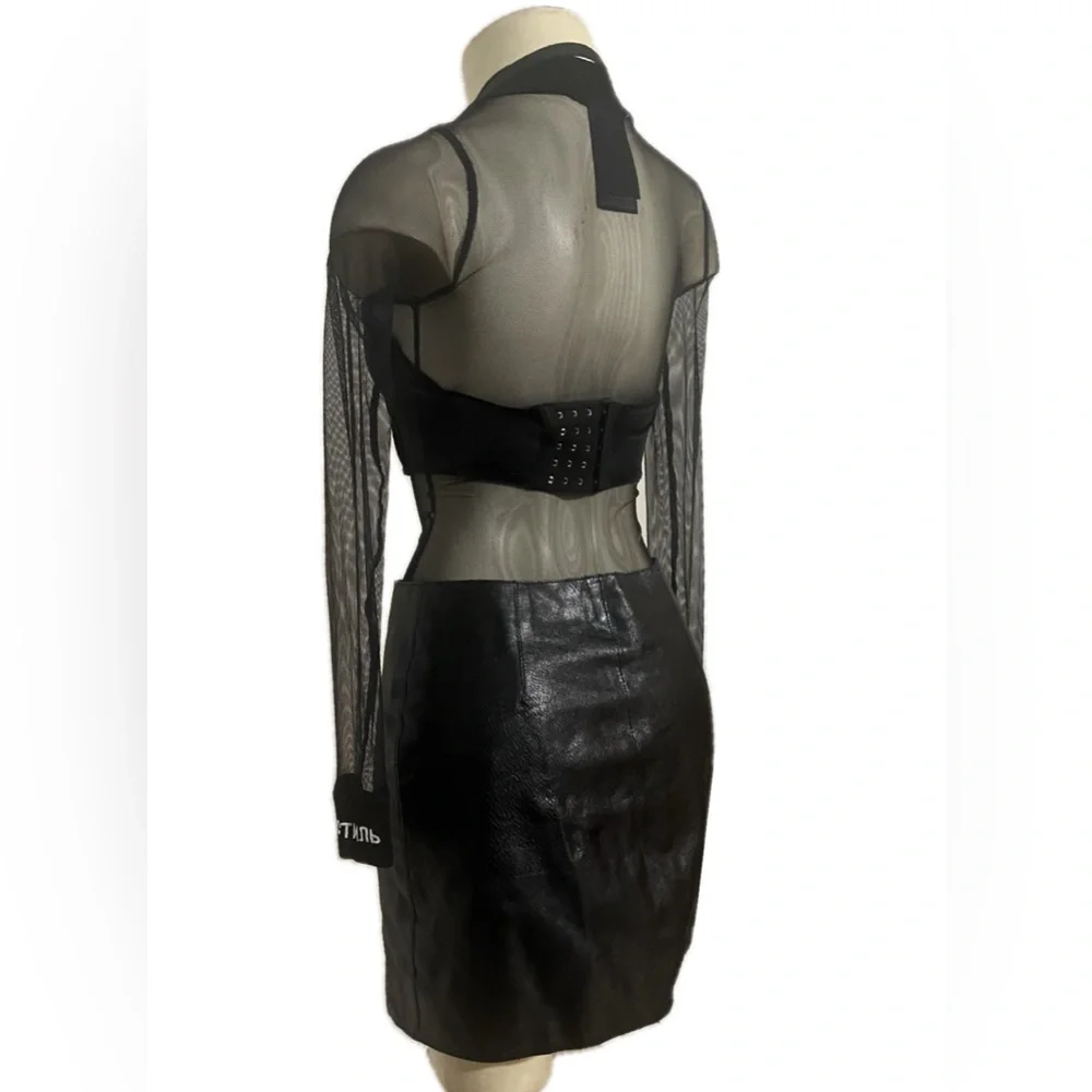 Heron Preston Gothic Black Mesh Bodysuit - Picture 5 of 9